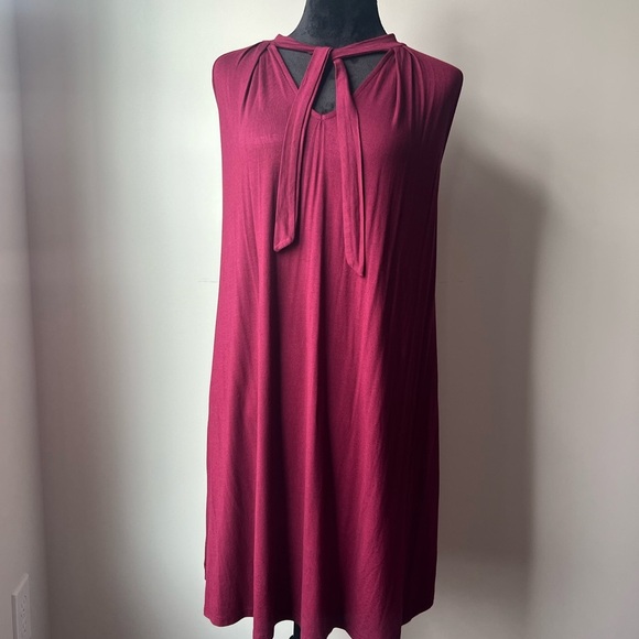 NWT Mod Ref Burgundy Dress with Tie Front & Cut Out Details - Large - Picture 10 of 12